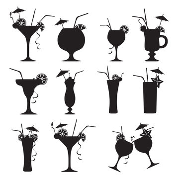 Set of  vector cocktails on white background