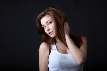 young beautiful woman and hair