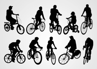 Obraz premium silhouette of people who were cycling
