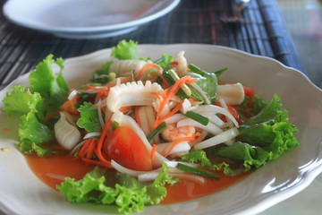 Thai Foods,Mixed seafood salad.