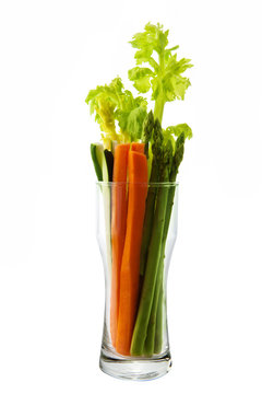 Low calorie vegetable in an hour glass shaped glass