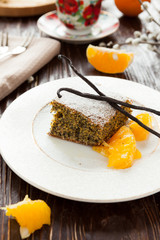 delicious poppy seed cake on white plate