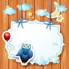 Owl and balloon with custom label