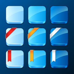 Set of the app icons with ribbons and banners.