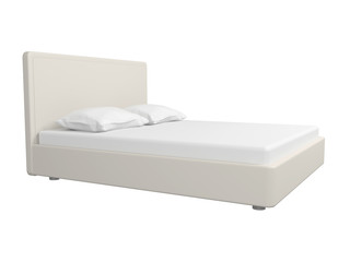Double white bed.