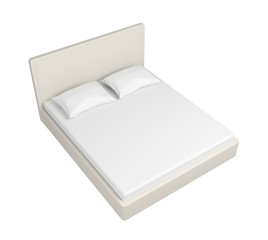 Double white bed.