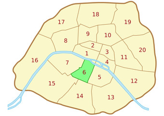 Plan du 6&egrave;me arrondissement de Paris
