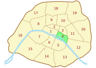 Plan du 4&egrave;me arrondissement de Paris