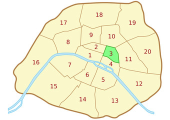 Plan du 3&egrave;me arrondissement de Paris