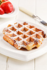 belgian waffles with fresh strawberries