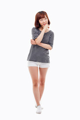 Fototapeta premium Thinking young Asian woman