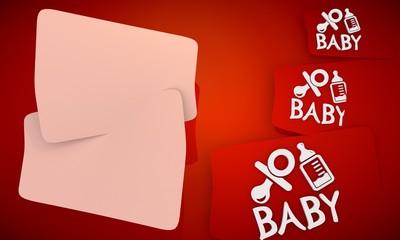 Baby icon in red background with three nice icons