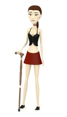 3d render of cartoon character with cane