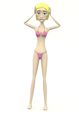 cartoon female character in swimsuit - despair