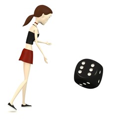 3d render of cartoon character with dice