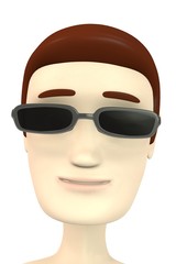 3d render of cartoon character with glasses