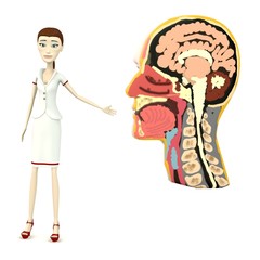 3d render of cartoon character with head cut