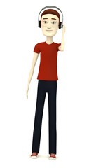 3d render of cartoon character with headphones