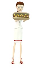 3d render of cartoon character with hot dog