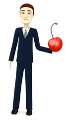 3d render of cartoon character with cherry
