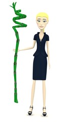 3d render of cartoon character with lucky bamboo