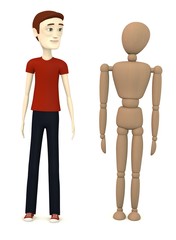 3d render of cartoon character with mannequin
