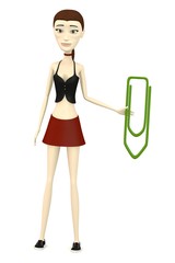3d render of cartoon character with paper clip