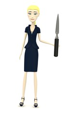 3d render of cartoon character with office knife