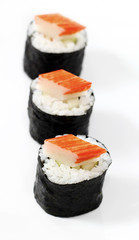 Sushi on top  crab stick.
