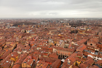Fototapeta na wymiar City of Bologna ptaków widzenia. Dachy. Włochy. Europa.