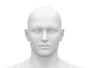 Blank White Male Head - Front view