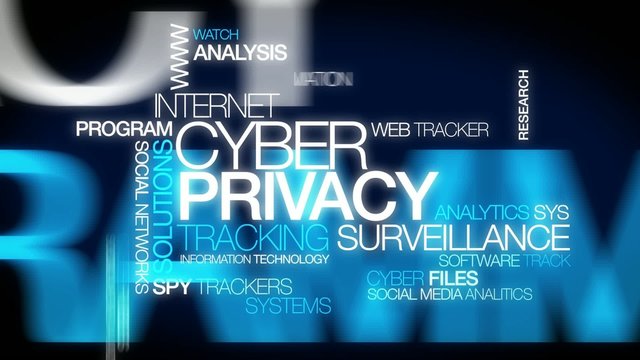 Cyber privacy tracking surveillance word tag cloud video