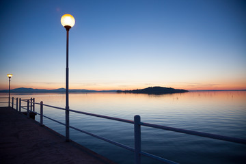 sunset on Trasimeno lake, Italy