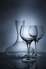 Wine glasses and decanter