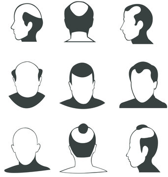 Silhouette Bald heads vector collection