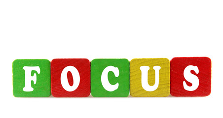 isolated text in wooden building blocks