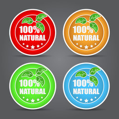 Set of 100 percent natural icon.