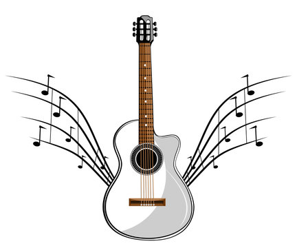 White classic guitar stencil ready for vinyl cut