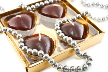 chocolate candles in the form of heart