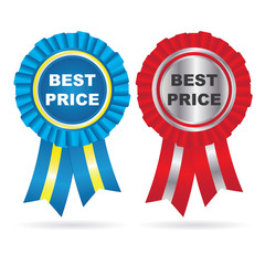 Vector Color Best Price label with ribbons