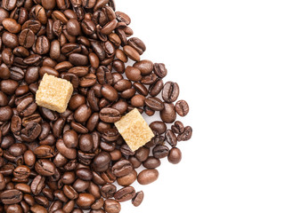 heap of coffee beans with cane-sugar