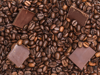 coffee beans and chocolate bars