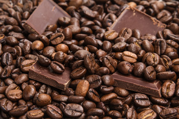 coffee beans and chocolate bars