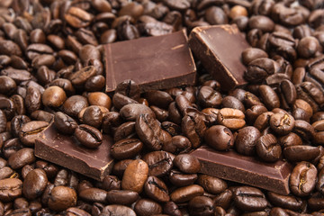 coffee beans and chocolate bars