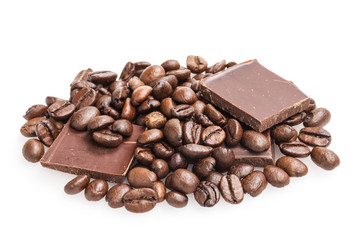 coffee beans and chocolate bars