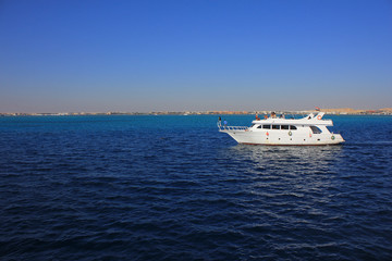 Motor yacht at sea
