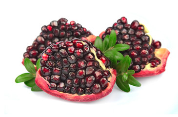 Sweet pomegranate with leafs