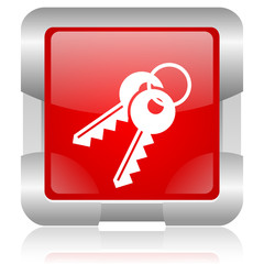 keys red square web glossy icon