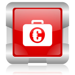 financial red square web glossy icon
