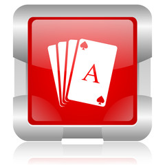 playing cards red square web glossy icon
